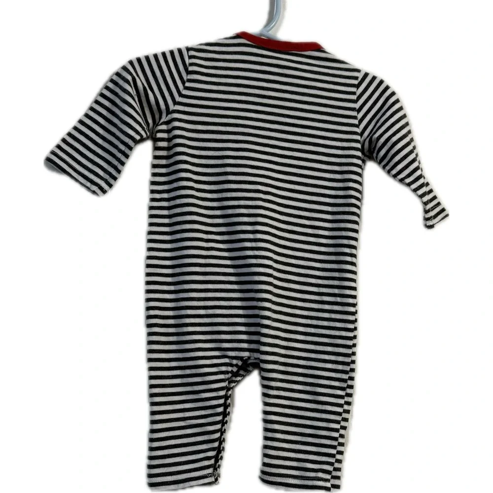 Little Me‎ Black and White Striped One Piece with Red Fire Truck